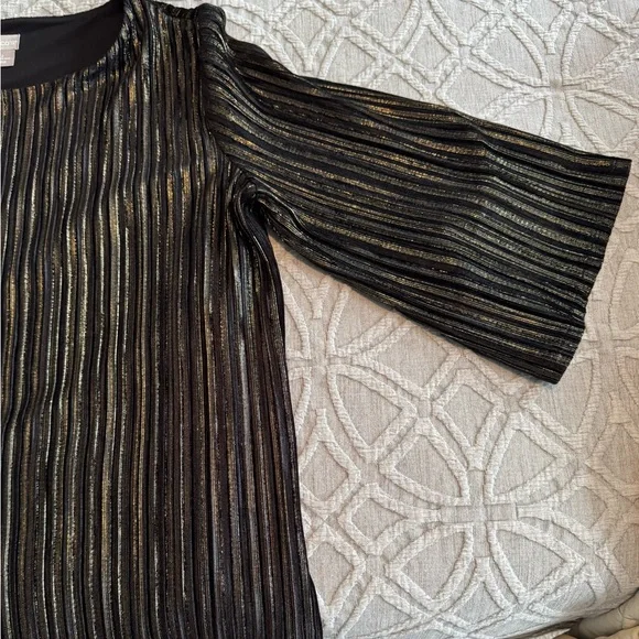 NWOT Chico’s Lurex Stripe Velvet Short Dress Size 12 (Chico’s Size 2). - Picture 5 of 7